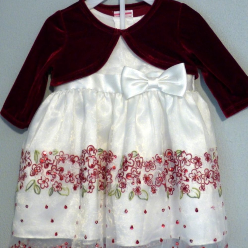 Rosehau Baby Dress with Red Velvet Bolero (6mo)